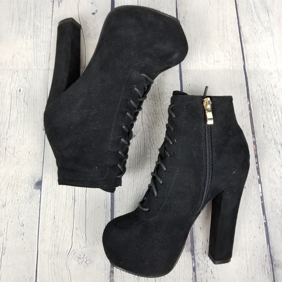 FROM LAFAYYET | lace-up heel platform ankle boots - Picture 2 of 8